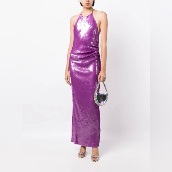 Ronny Kobo Collection Dresses & Skirts - NWT Ronny Kobo Purple Sequin Halter Backless Gown Size S